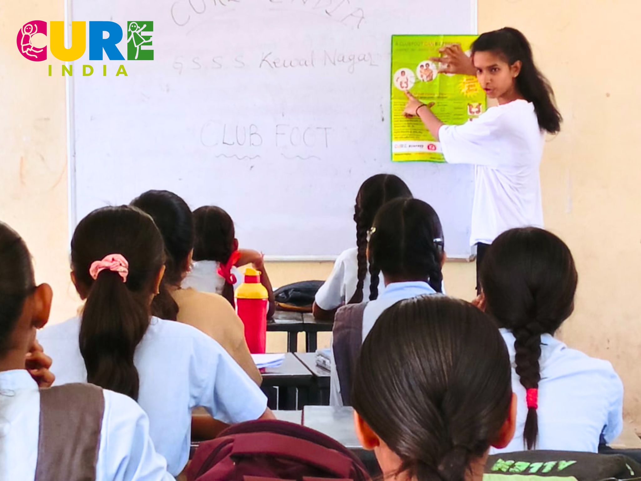 Ms. Nikita, CURE India DPC, interacting with school children in Rajasthan.